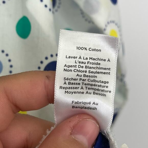 Talbots Woman white blouse with blue green yellow circle decor Size 3X - Picture 8 of 10